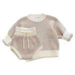 Knitted Jumper Set-Two Tone.