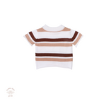 Baby knitted top, cocoa and caramel stripes, Bubba Bee & Me.