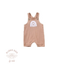 Cotton summer baby romper, tan with white rainbow detail, baby boy, baby girl, Bubba Bee & Me.