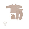 Baby Girl Oat breathable waffle cotton 2 piece set, newborn 3 piece set, Bubba Bee & Me.