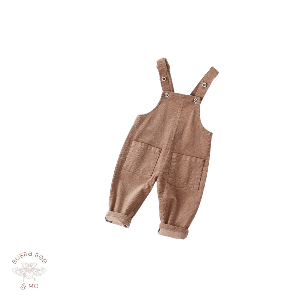 Cotton Cord overalls tan, Baby boy overalls. baby girl overalls, unisex overalls, Bubba Bee & Me.