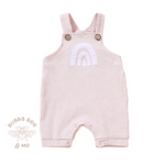Cotton summer baby romper, pink with white rainbow detail, baby girl, Bubba Bee & Me.