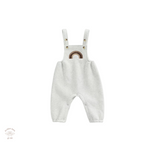 Embroidered Rainbow Overalls - White Marle.