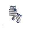 Baby boy Royal Blue and Navy stripe 2-piece set, Baby Boy summer set, Baby boy shorts and singlet, Bubba Bee & Me.