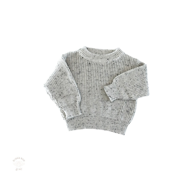Baby knitted jumper, grey speckle,Bubba Bee & Me.