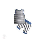 Baby boy Royal Blue and Navy stripe 2-piece set, Baby Boy summer set, Baby boy shorts and singlet, Bubba Bee & Me.